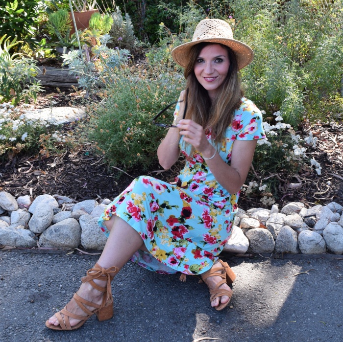 Stay Warm in Style Emma Floral Midi Dress, Lucky Brand Summer Panama Hat, Polaroid Round Glasses